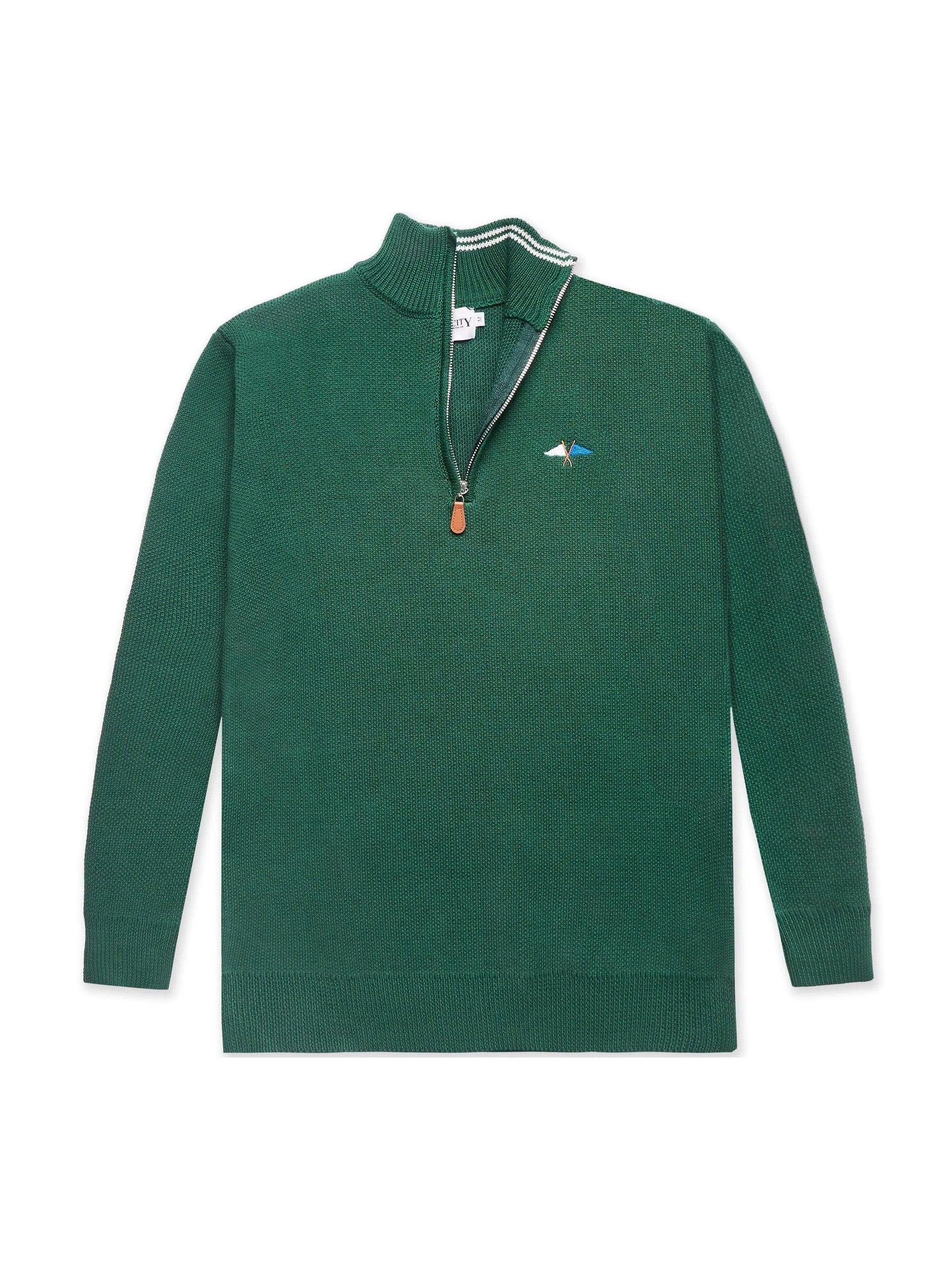 Knit 1/4 Zip Green